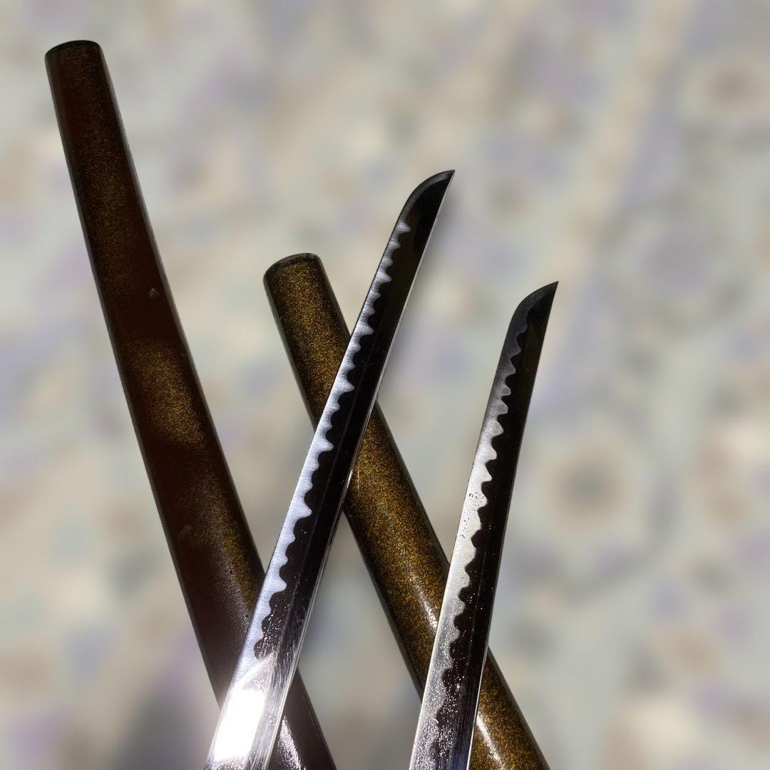 割安模造刀大小２本 金茶柄 梨地呂鞘