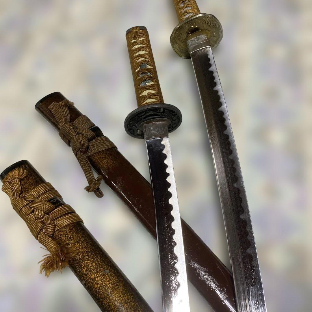 割安模造刀大小２本 金茶柄 梨地呂鞘