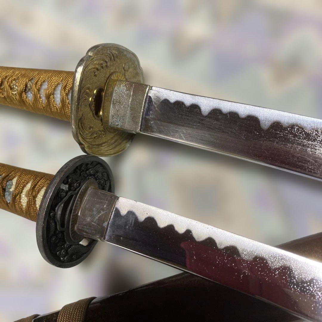 割安模造刀大小２本 金茶柄 梨地呂鞘