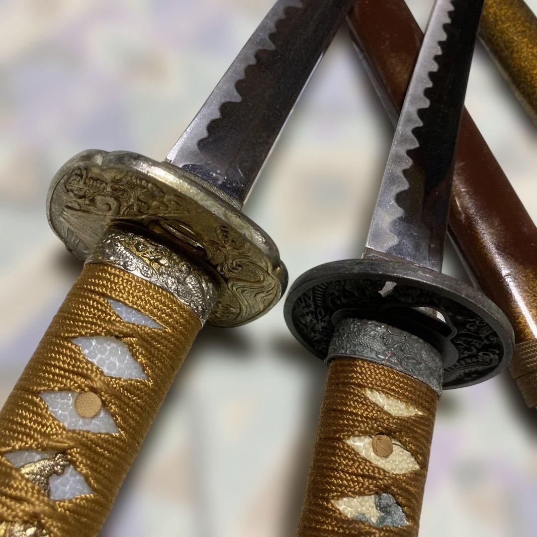 割安模造刀大小２本 金茶柄 梨地呂鞘