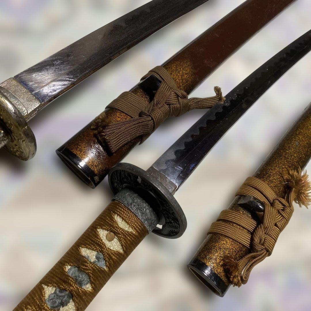 割安模造刀大小２本 金茶柄 梨地呂鞘