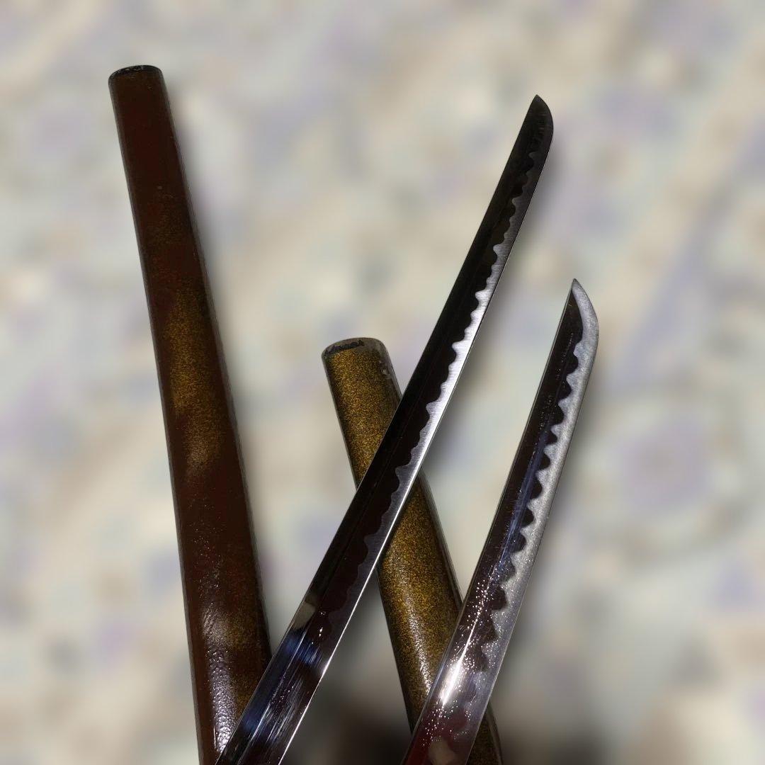 割安模造刀大小２本 金茶柄 梨地呂鞘