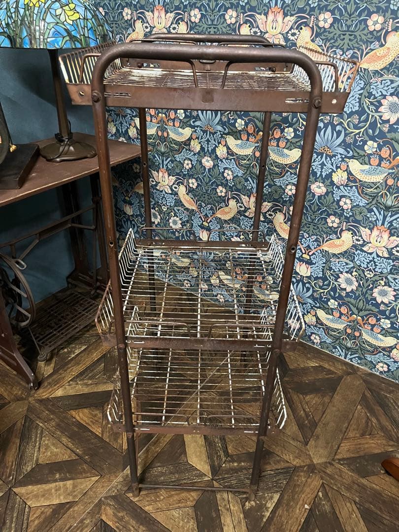 アイアン ワゴン インテリア ビンテージ 昭和レトロ 当時物 棚 ラック 什器