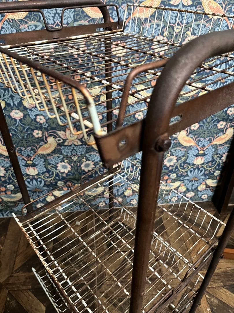 アイアン ワゴン インテリア ビンテージ 昭和レトロ 当時物 棚 ラック 什器