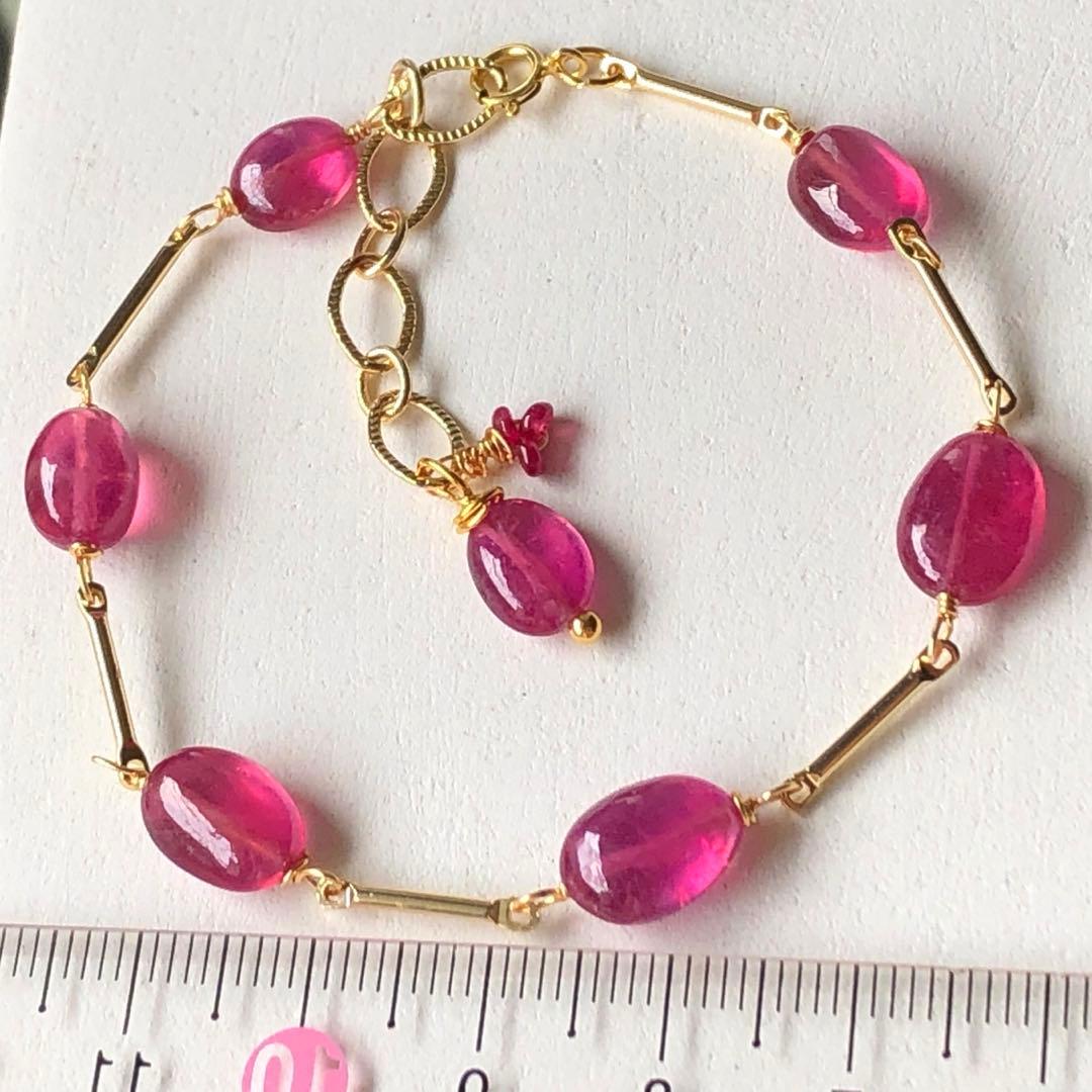 天然石♡大粒♡鮮やか極上ルビーのブレスレット14kgf