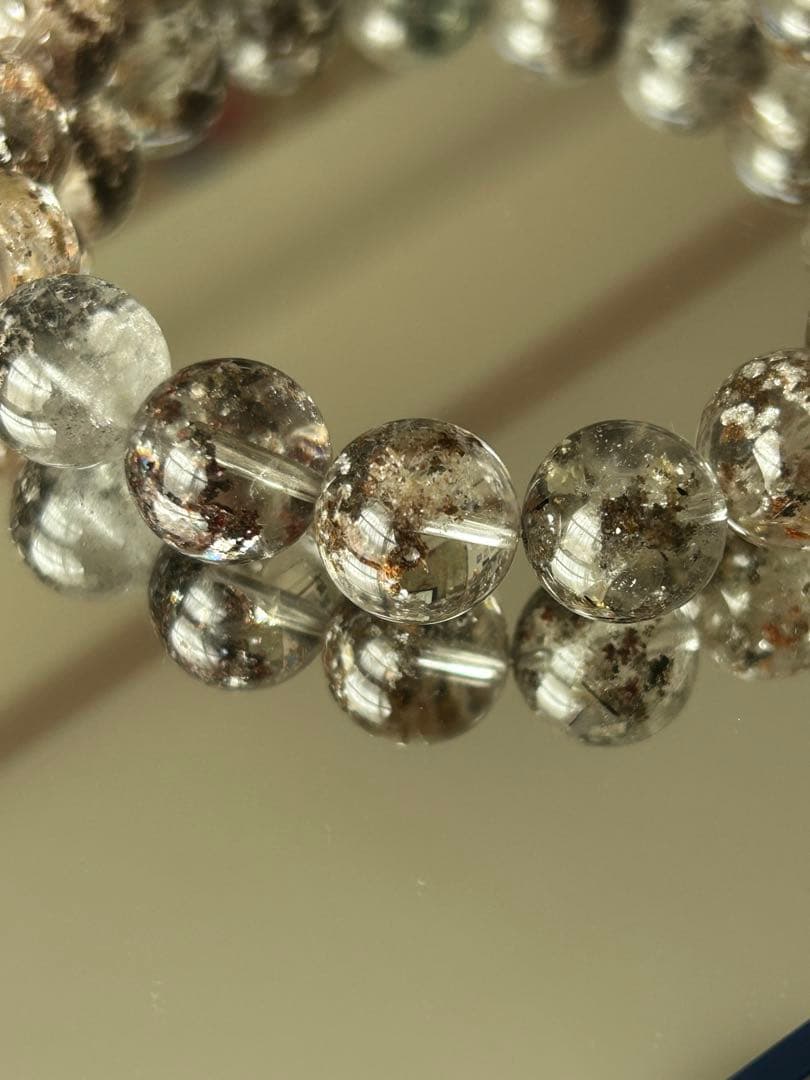 高品質 高透明度 ガーデンクォーツ ブレスレット 12mm玉 内径17cm