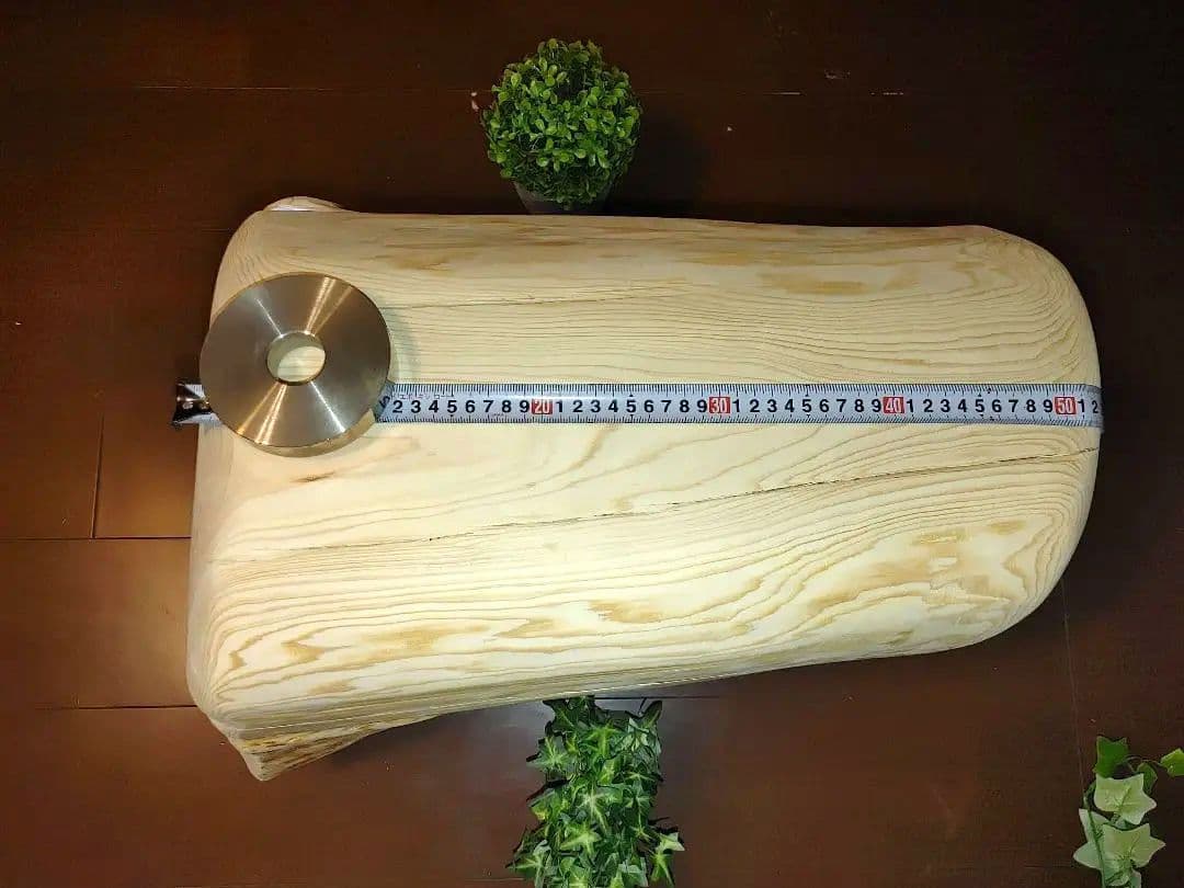 『限定価格』四国霊峰石鎚山産大型天然ひのき切り株ベンチ照明LEDライト付①ノ②