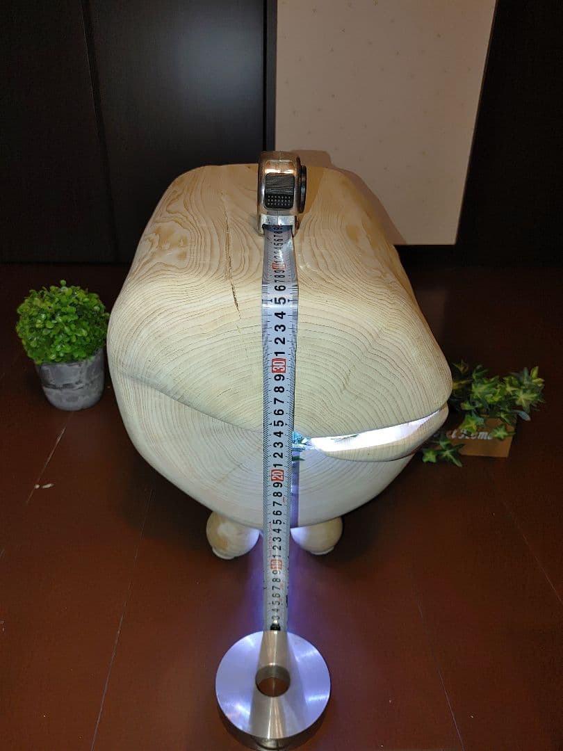 『限定価格』四国霊峰石鎚山産大型天然ひのき切り株ベンチ照明LEDライト付①ノ②