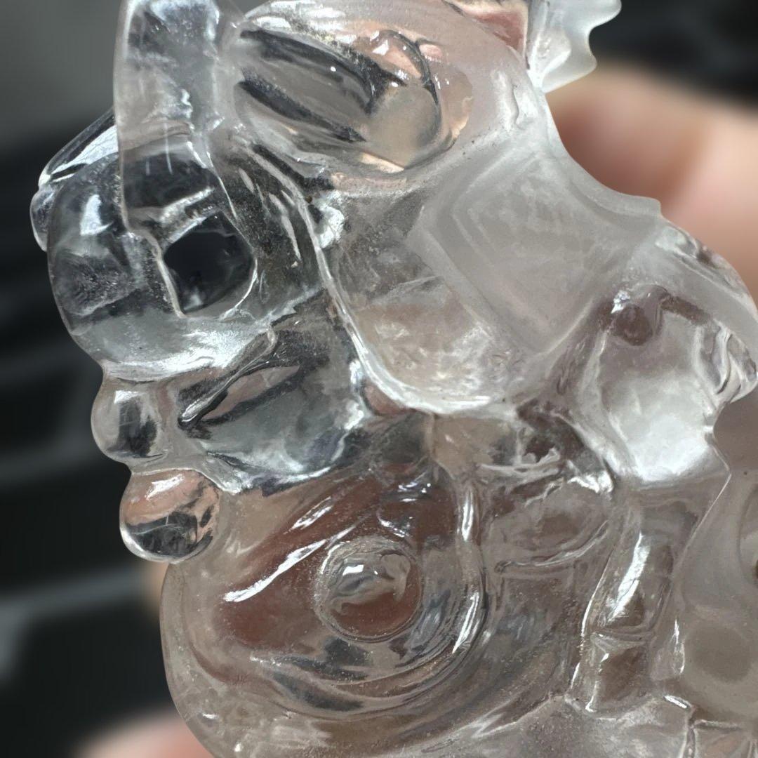 干支駿馬 天然水晶彫刻 8.5cm 台座付 上質品