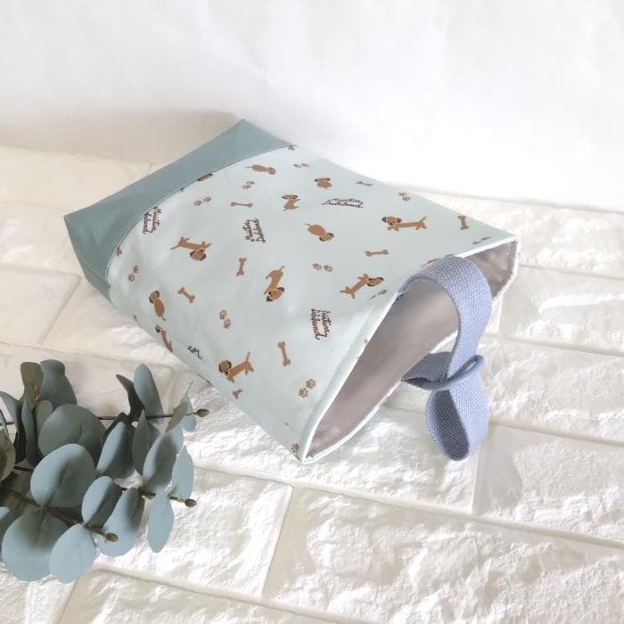 レッスンバッグ&上履き入れ&体操着袋・ミニチュアダックス・ブルー　＃n1406