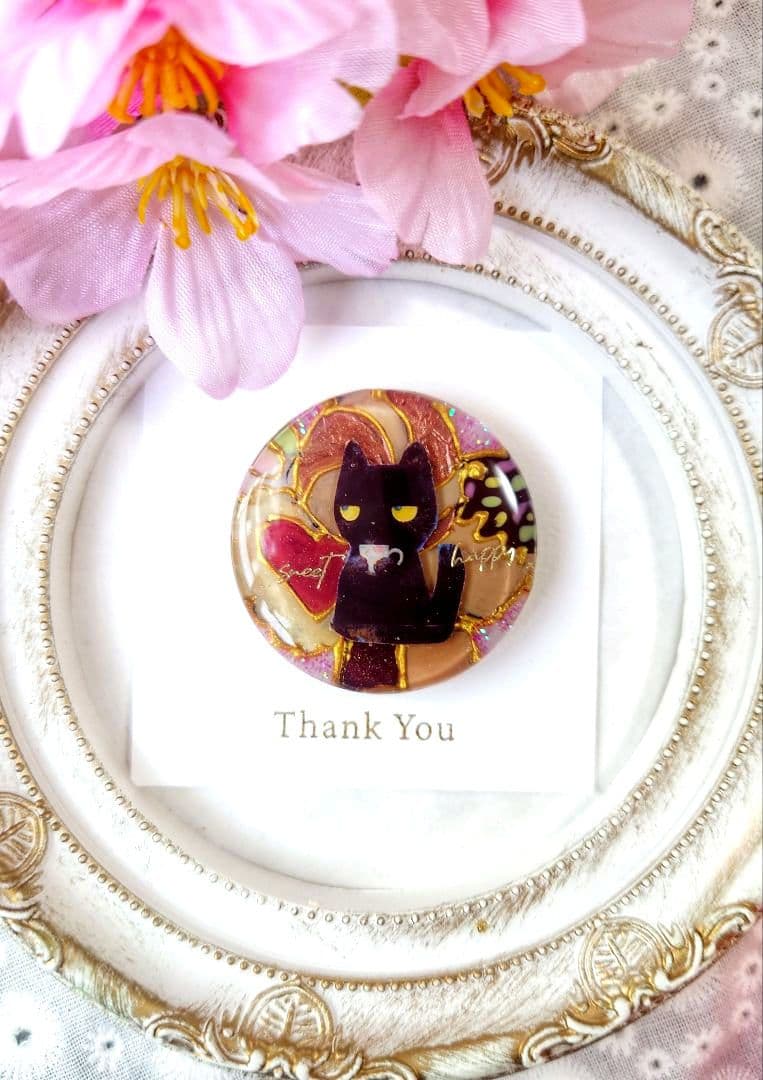 レジン　猫　ヘアゴム　ブローチ　ポニーフック　No.548