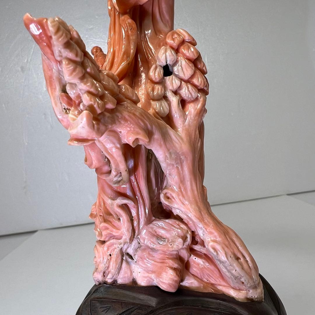 本赤珊瑚　特大観音像　549g 高さ25/幅約15cm 東K8-0315☆1F
