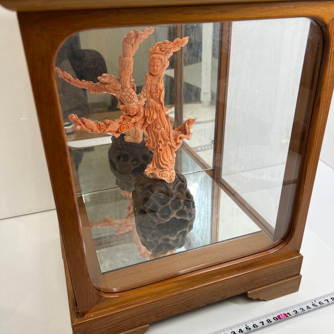 本赤珊瑚　特大観音像　549g 高さ25/幅約15cm 東K8-0315☆1F