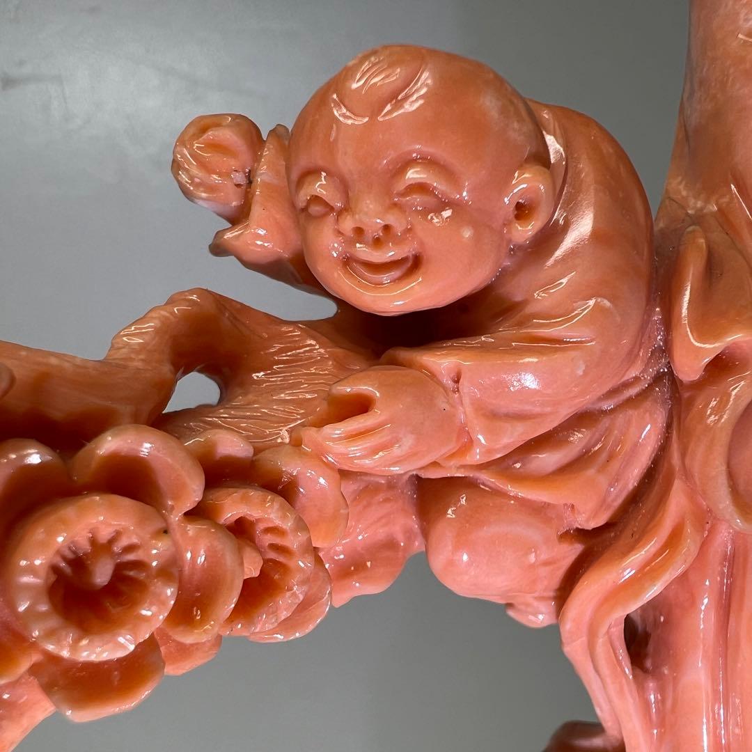 本赤珊瑚　特大観音像　549g 高さ25/幅約15cm 東K8-0315☆1F