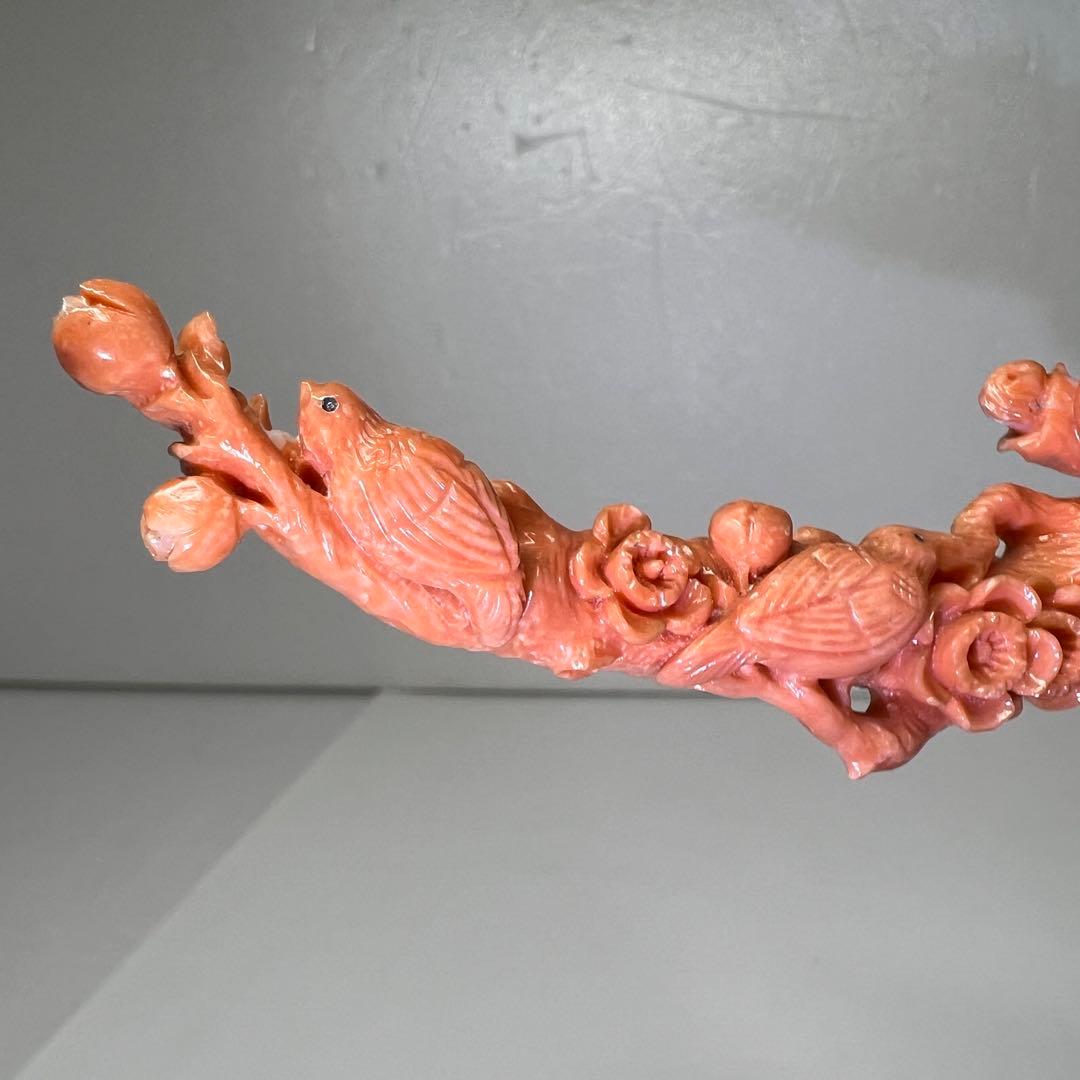 本赤珊瑚　特大観音像　549g 高さ25/幅約15cm 東K8-0315☆1F