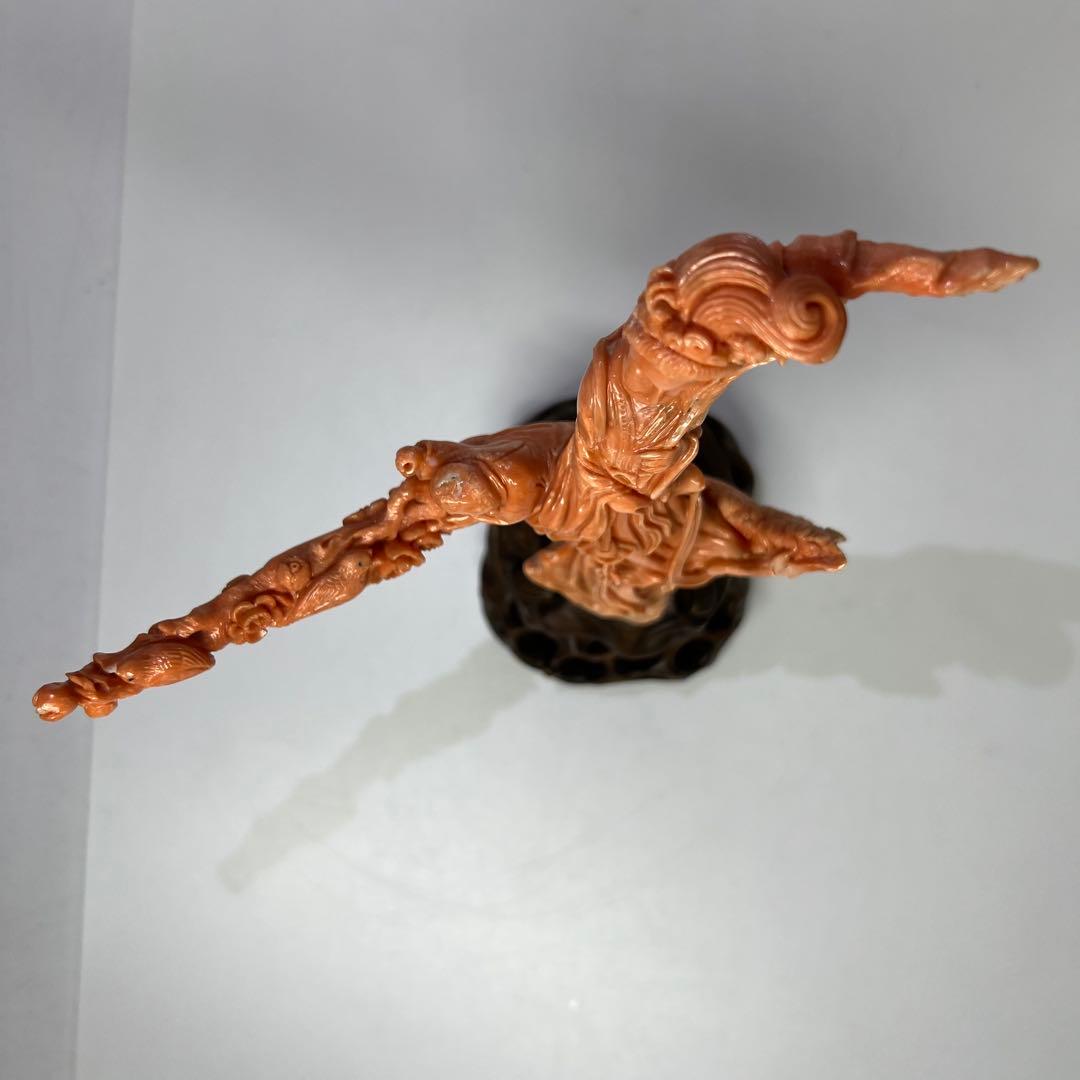 本赤珊瑚　特大観音像　549g 高さ25/幅約15cm 東K8-0315☆1F