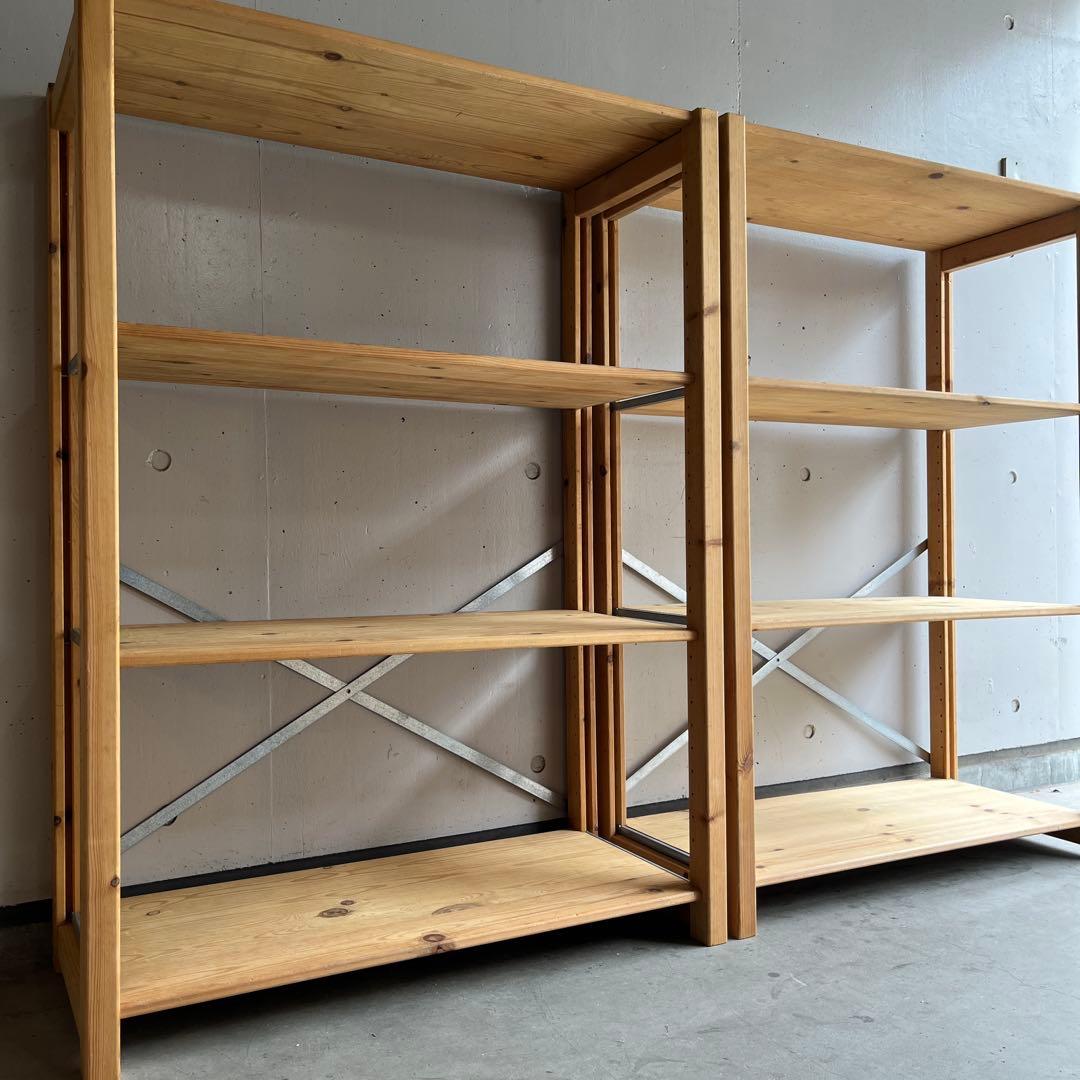 廃盤・希少★無印 パイン材ユニット棚・中２個セット