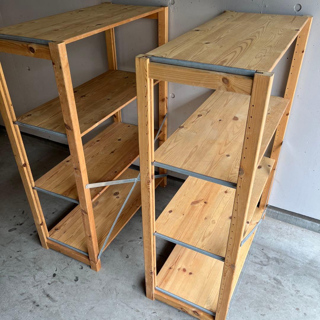 廃盤・希少★無印 パイン材ユニット棚・中２個セット