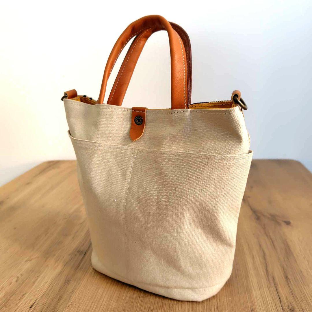 n*1様 ミナペルホネン/ピースパッチちょうちょネイビーチェック/バケツ型トート