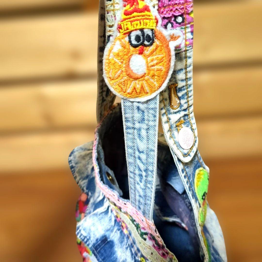 デニムリメイク　丸底バッグ　ころりんバッグ