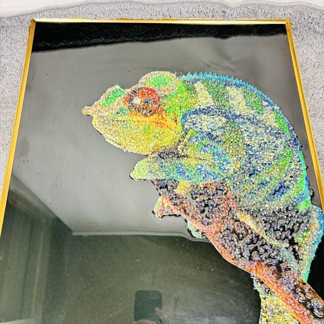 クリスタルアート カメレオン アートパネル 50×80 モダン カラフル