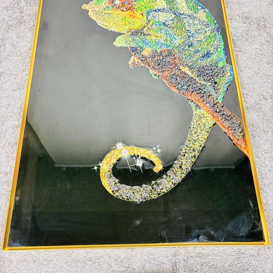 クリスタルアート カメレオン アートパネル 50×80 モダン カラフル