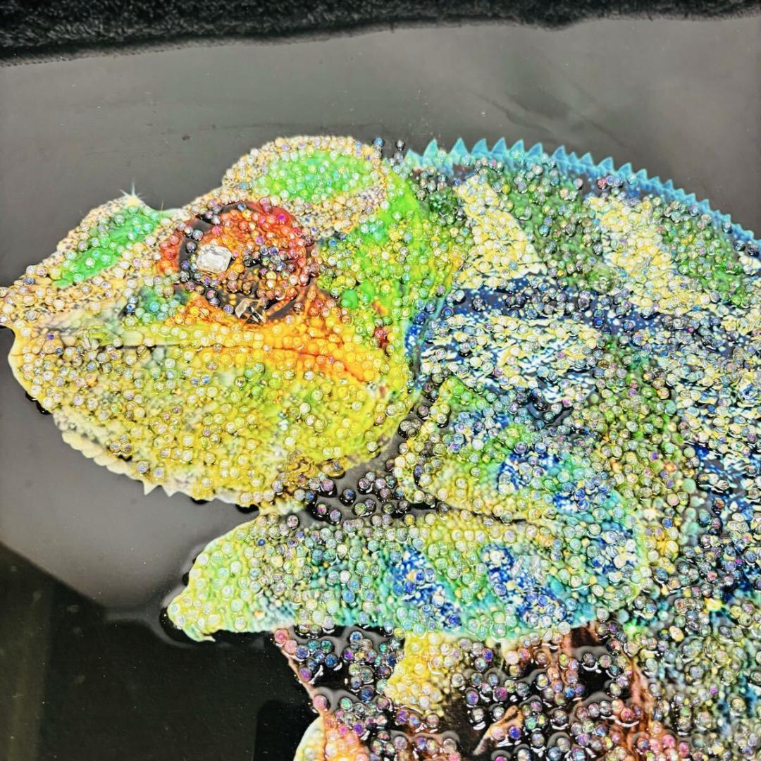 クリスタルアート カメレオン アートパネル 50×80 モダン カラフル
