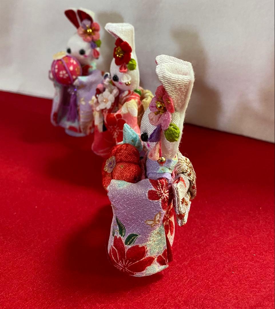 み*す様 ちりめん細工パーツ　正月　振袖うさぎ