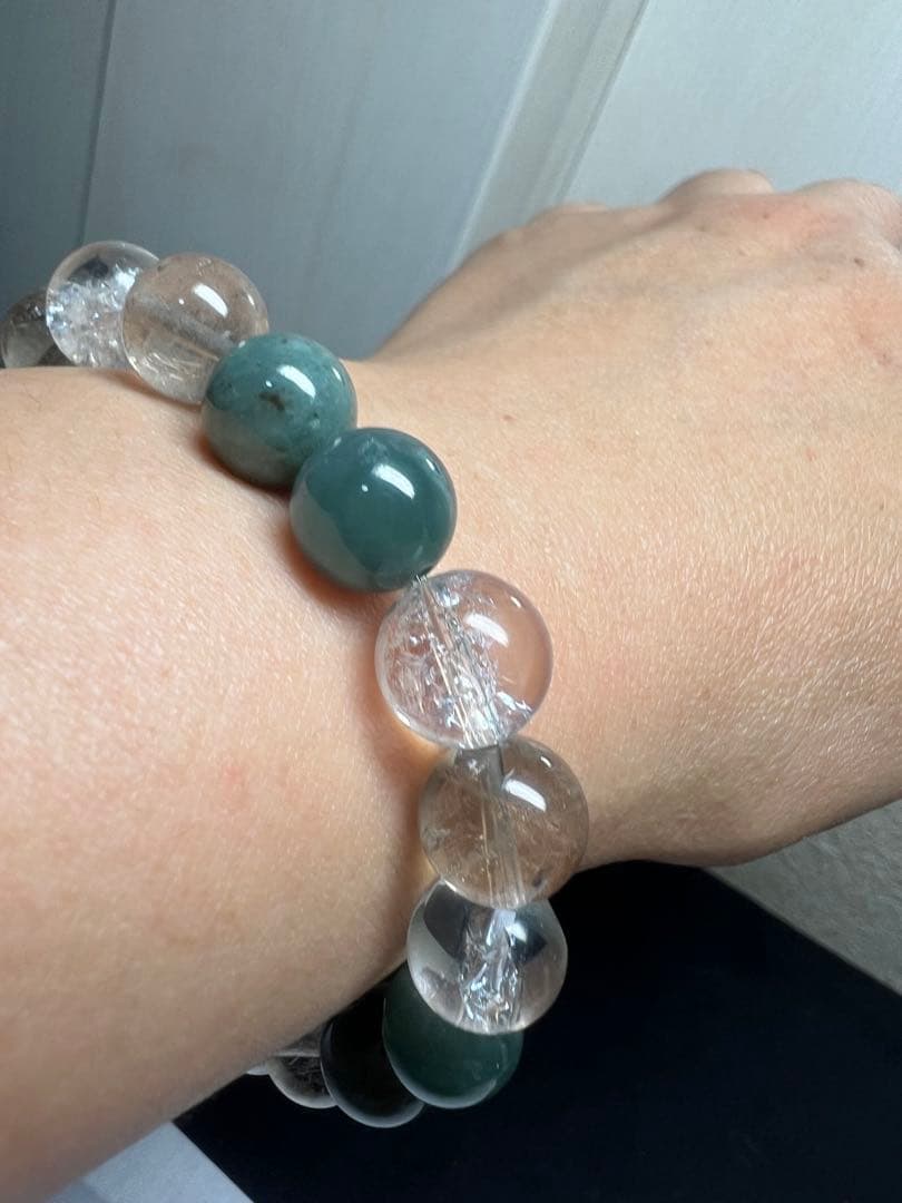 繁栄⭐︎愛情⭐︎幸運⭐︎魔除け⭐︎翡翠&スモーキールチル&アイリス水晶ブレスレット