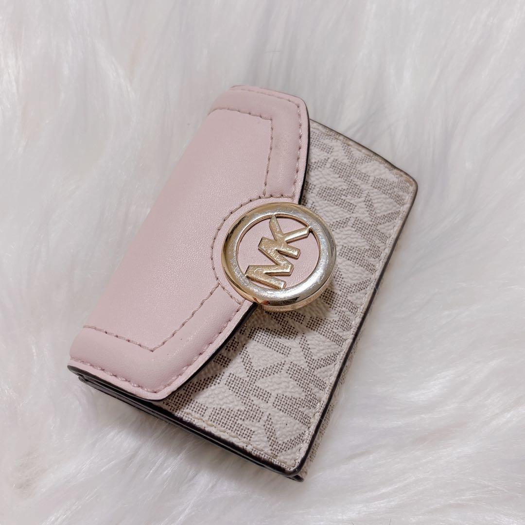 MICHEAL KORSマイケルコース 3つ折り財布　ホワイトピンク