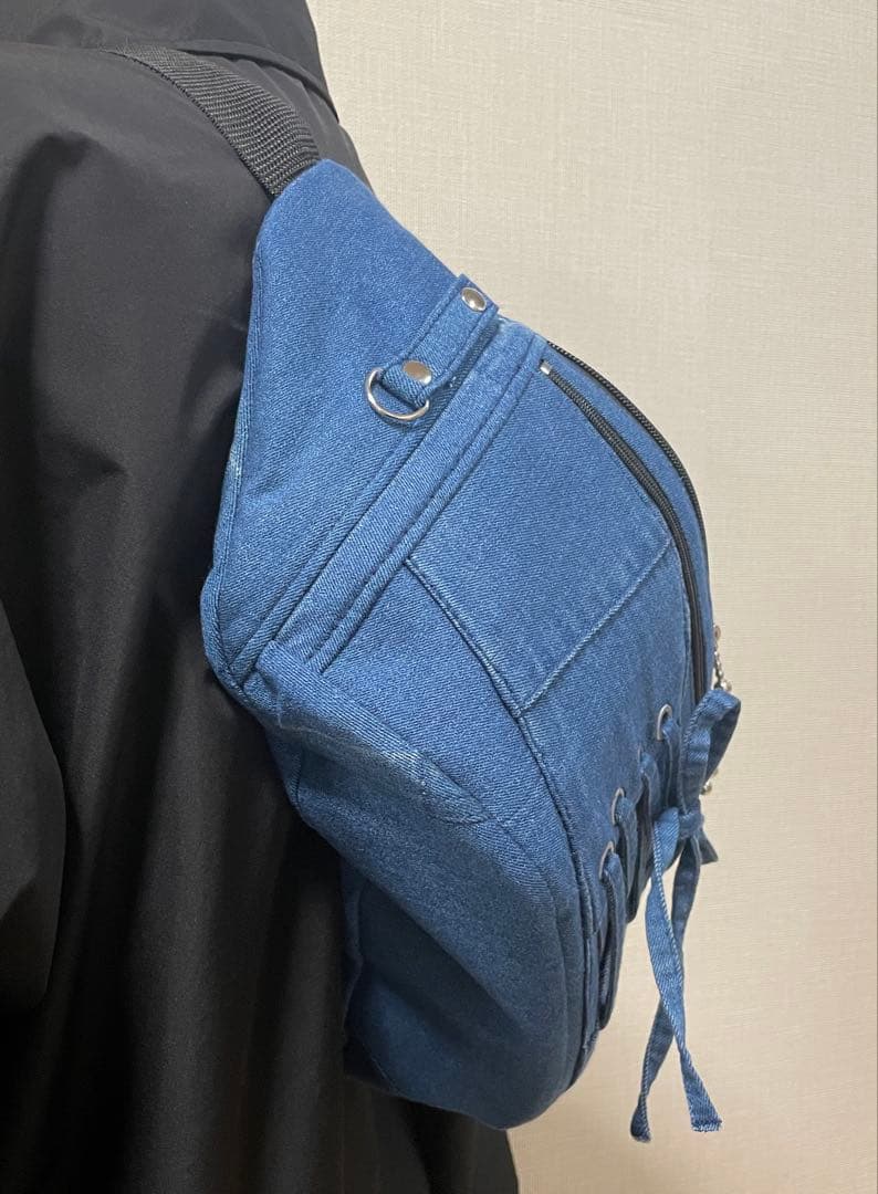 ハンドメイド　デニムリメイク　ウエストポーチ　ボディバッグ