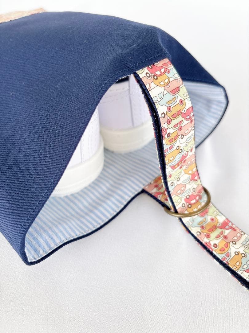 男の子入園入学3点セット（ネイビー×リバティ・カーズ・車）