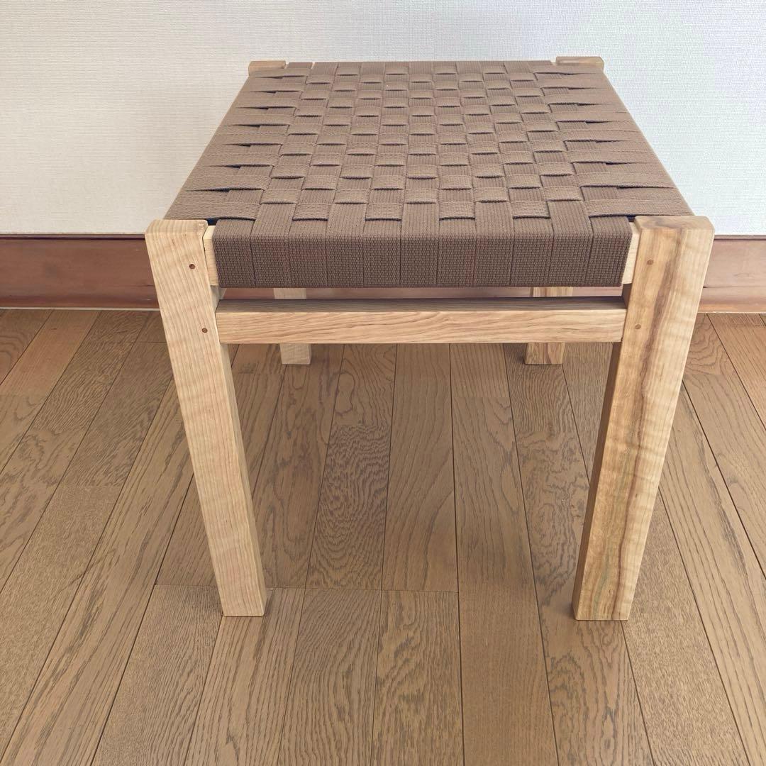 木製スツール「信濃大町の大モミジスツール」 　　座面　布テープ(ダークブラウン)