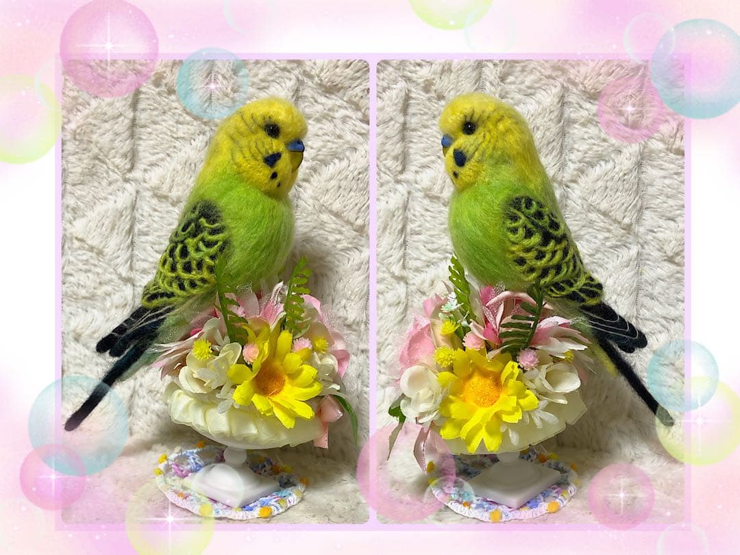 羊毛フェルト。セキセイインコ。オーダーNo.38