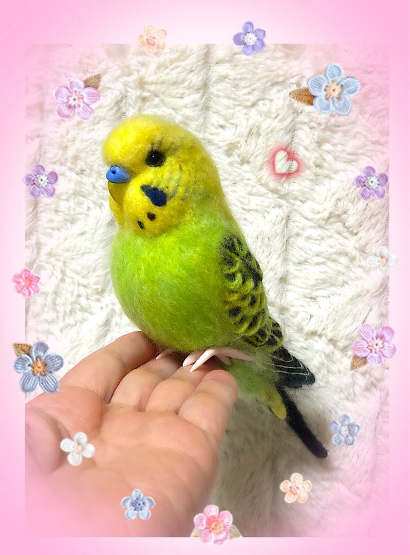 羊毛フェルト。セキセイインコ。オーダーNo.38