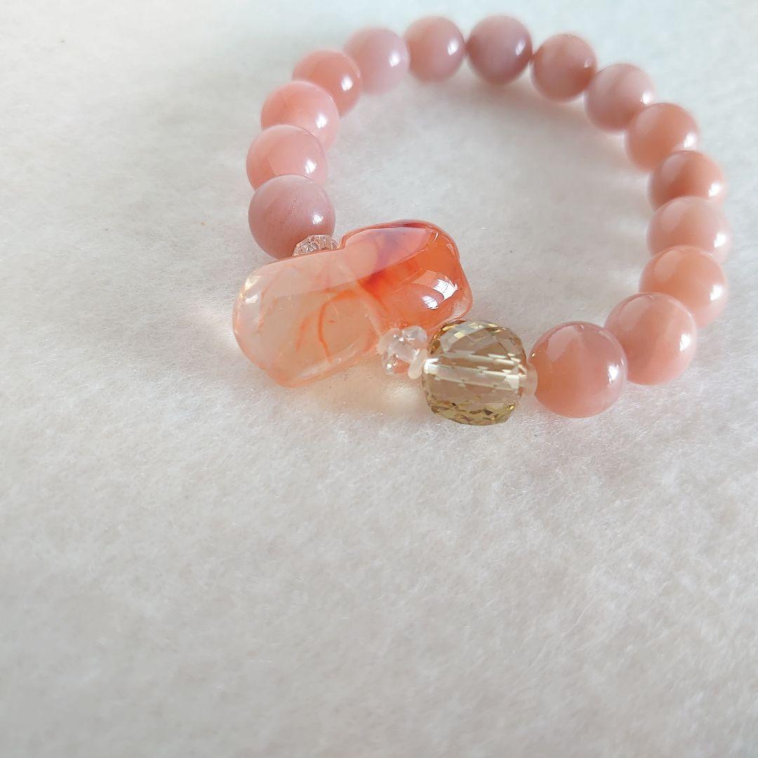 ラビットヘアールチルのネコ、オレンジムーンのブレスレット　素敵な逸品