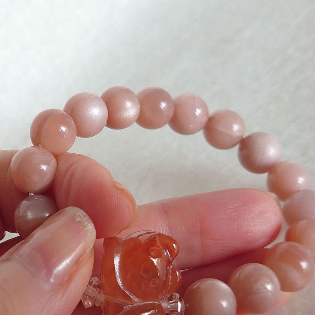 ラビットヘアールチルのネコ、オレンジムーンのブレスレット　素敵な逸品