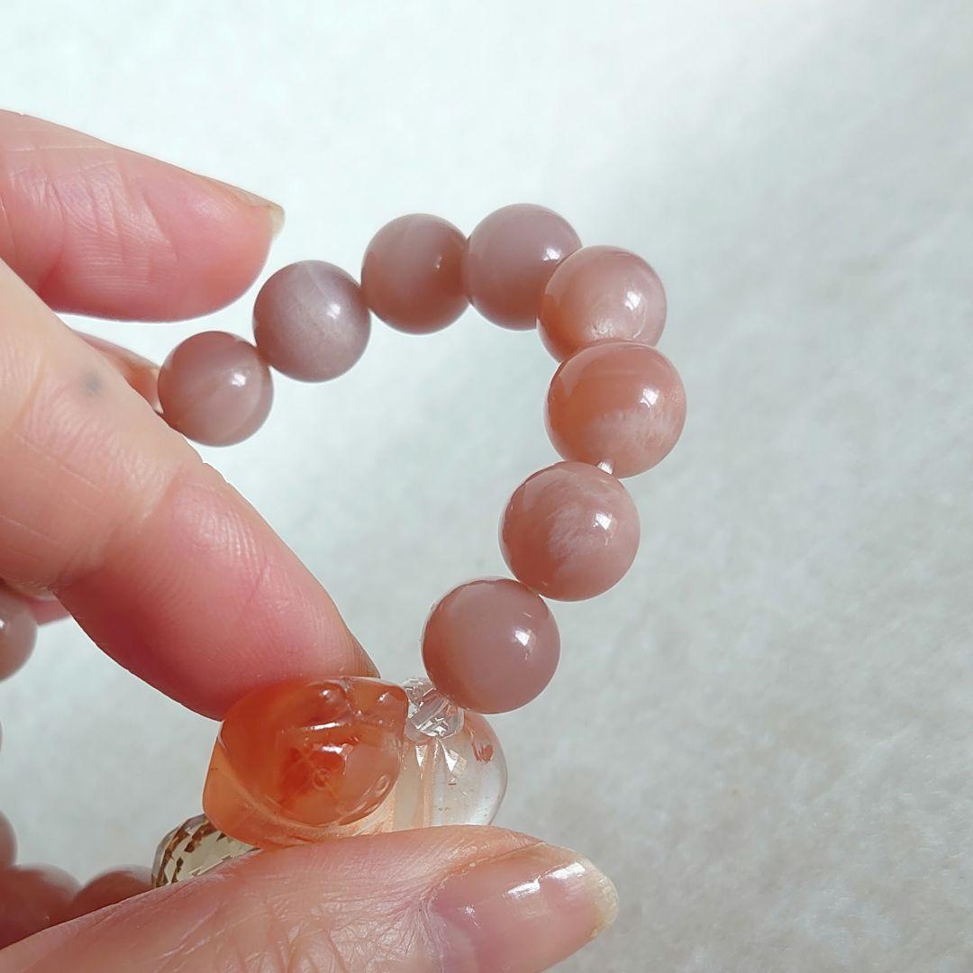 ラビットヘアールチルのネコ、オレンジムーンのブレスレット　素敵な逸品