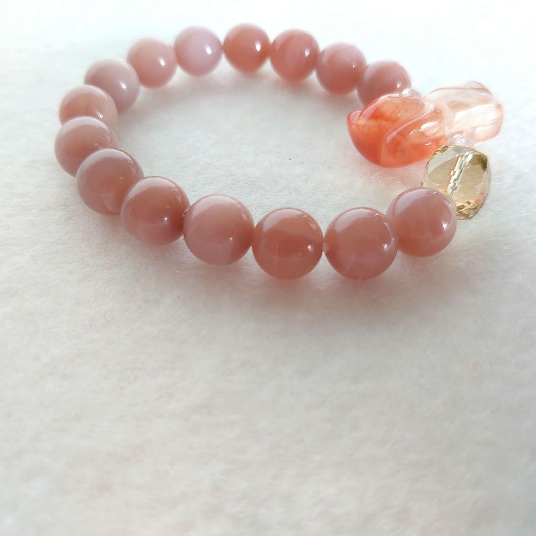 ラビットヘアールチルのネコ、オレンジムーンのブレスレット　素敵な逸品