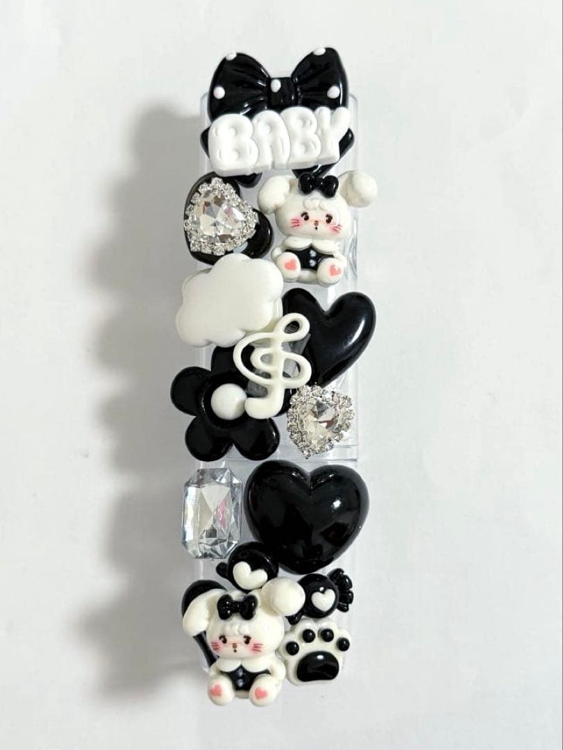 IQOSケースデコ　両面デコ　ブラック　ホワイト