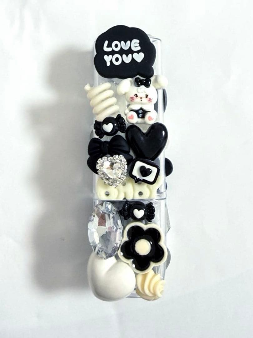 IQOSケースデコ　両面デコ　ブラック　ホワイト