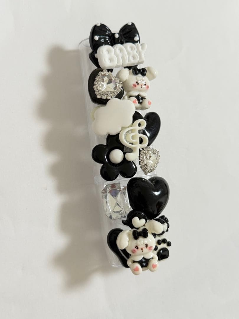 IQOSケースデコ　両面デコ　ブラック　ホワイト