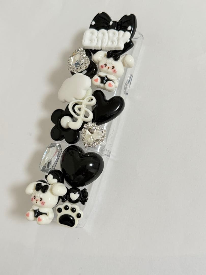 IQOSケースデコ　両面デコ　ブラック　ホワイト