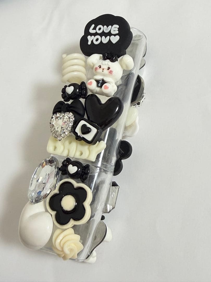 IQOSケースデコ　両面デコ　ブラック　ホワイト