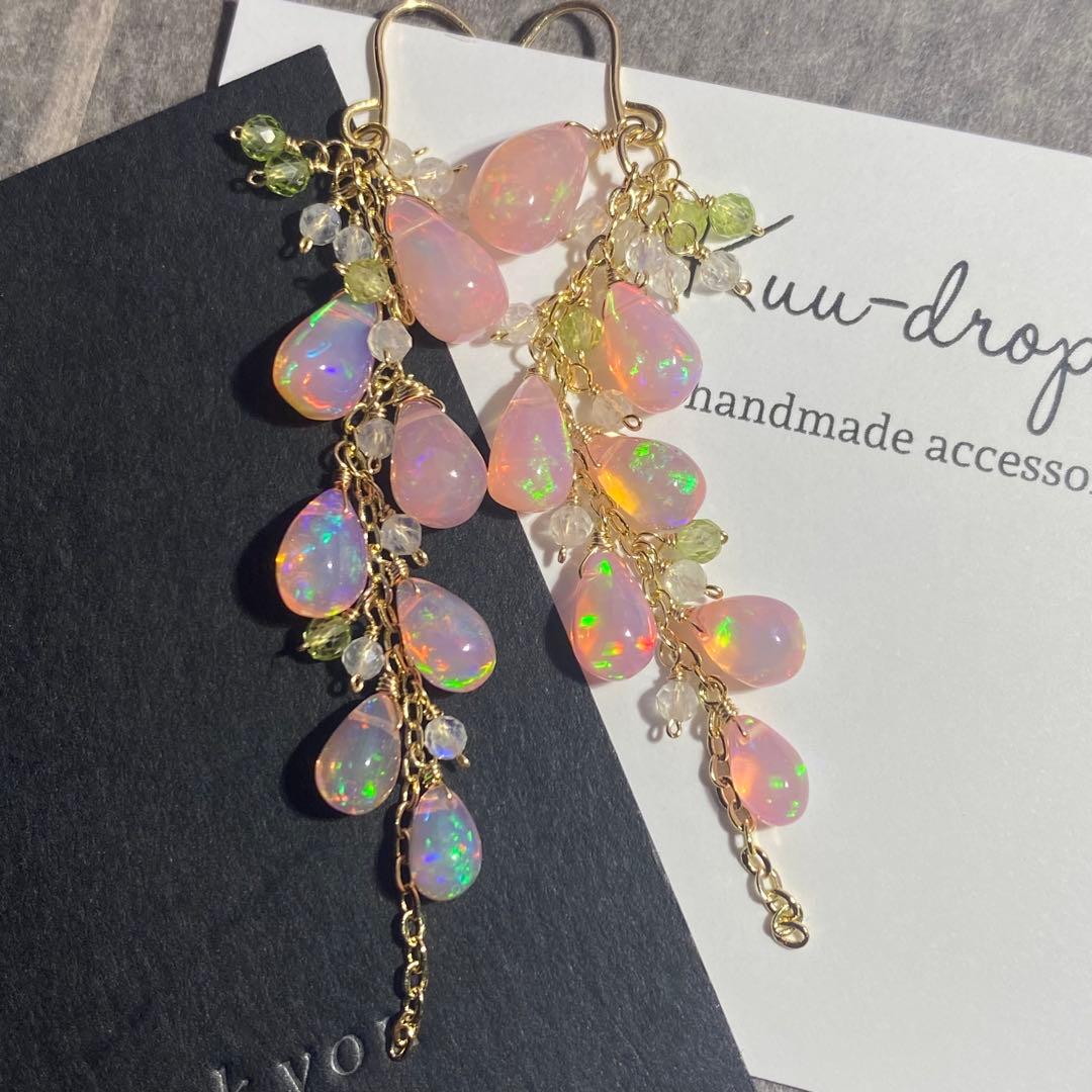 *春色さくらカラー*ピンクオパール✴︎14kgfピアスP306