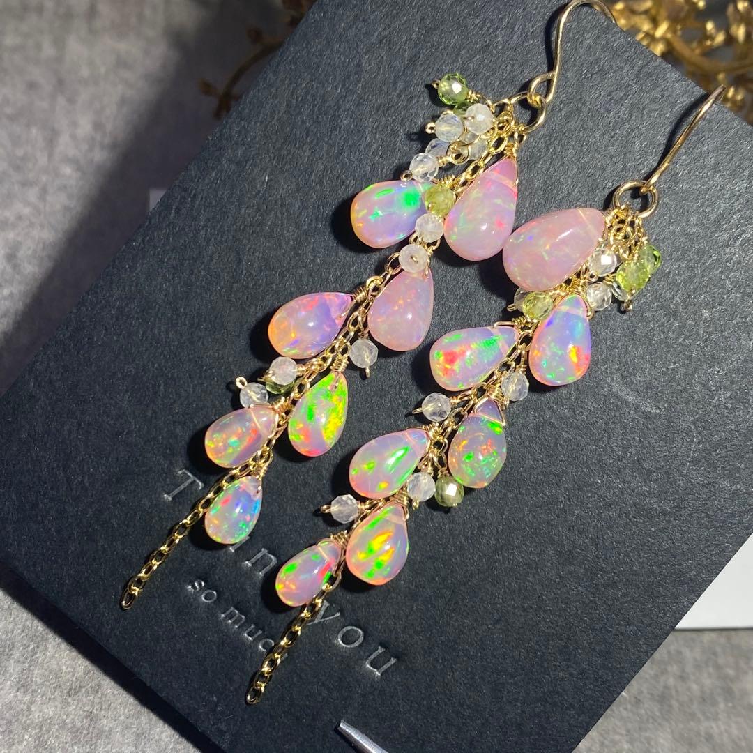 *春色さくらカラー*ピンクオパール✴︎14kgfピアスP306