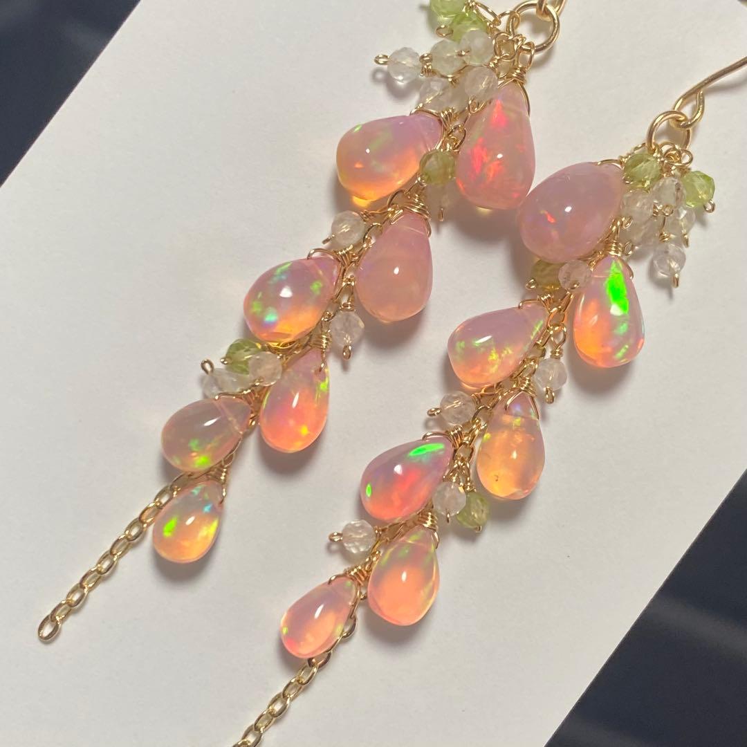 *春色さくらカラー*ピンクオパール✴︎14kgfピアスP306