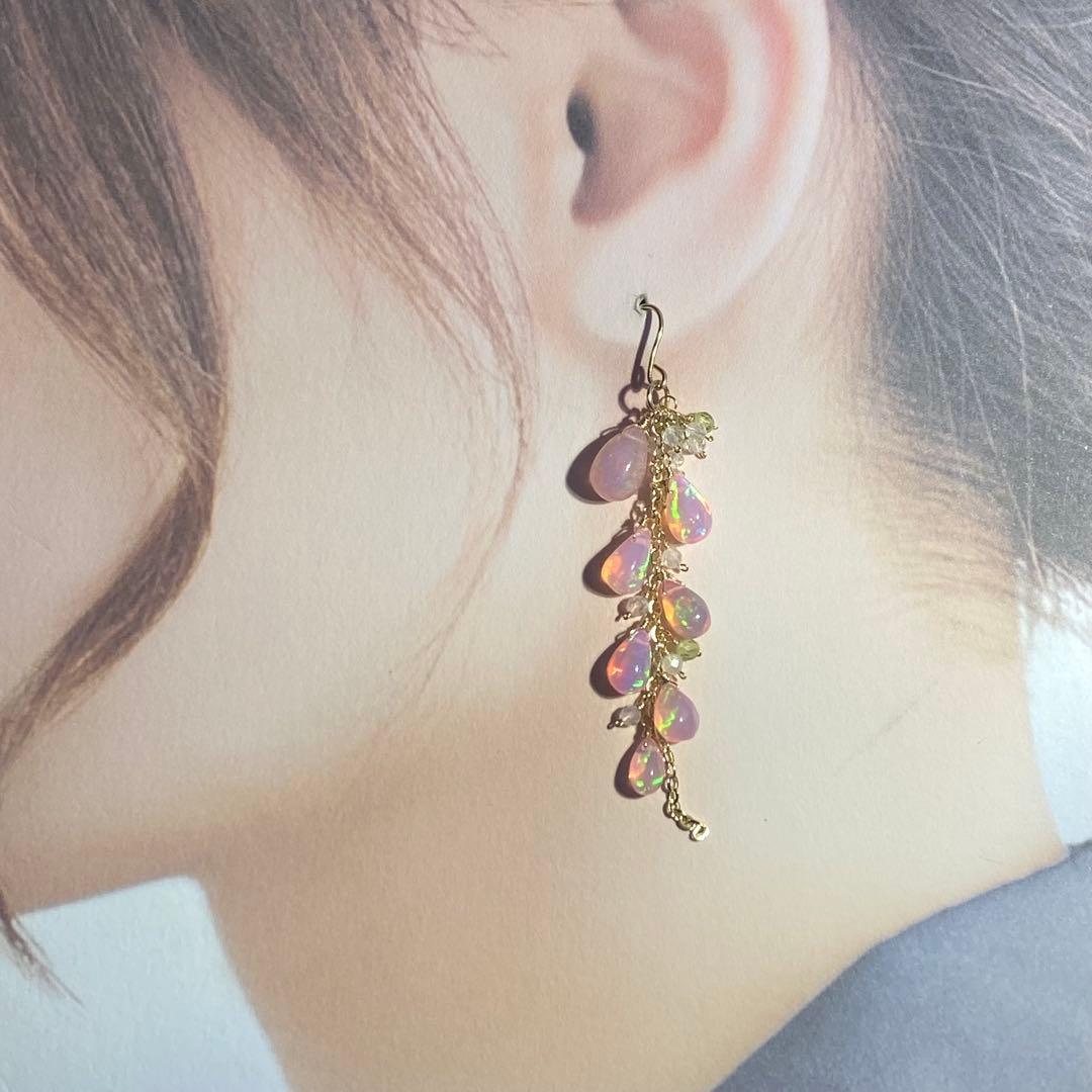 *春色さくらカラー*ピンクオパール✴︎14kgfピアスP306