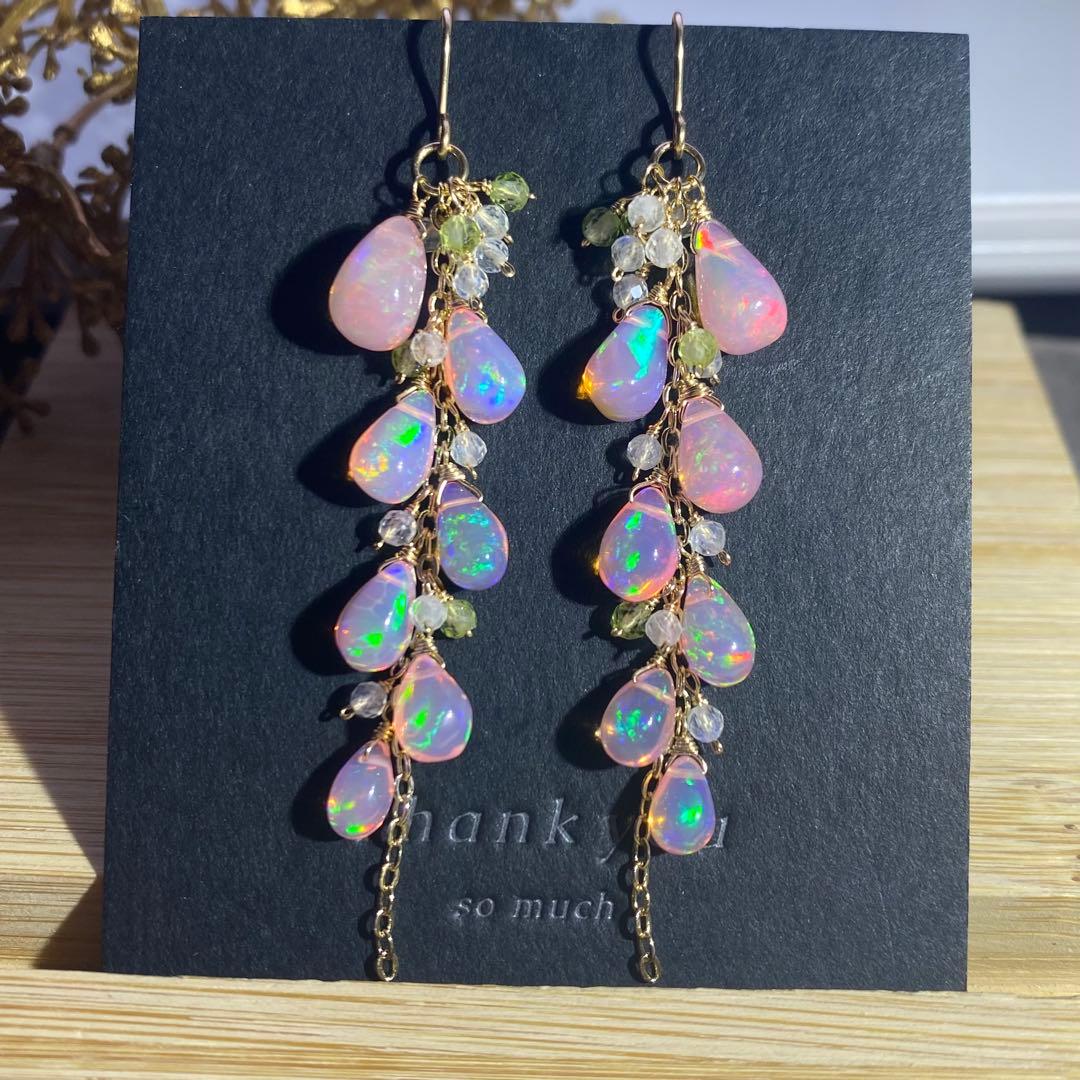 *春色さくらカラー*ピンクオパール✴︎14kgfピアスP306