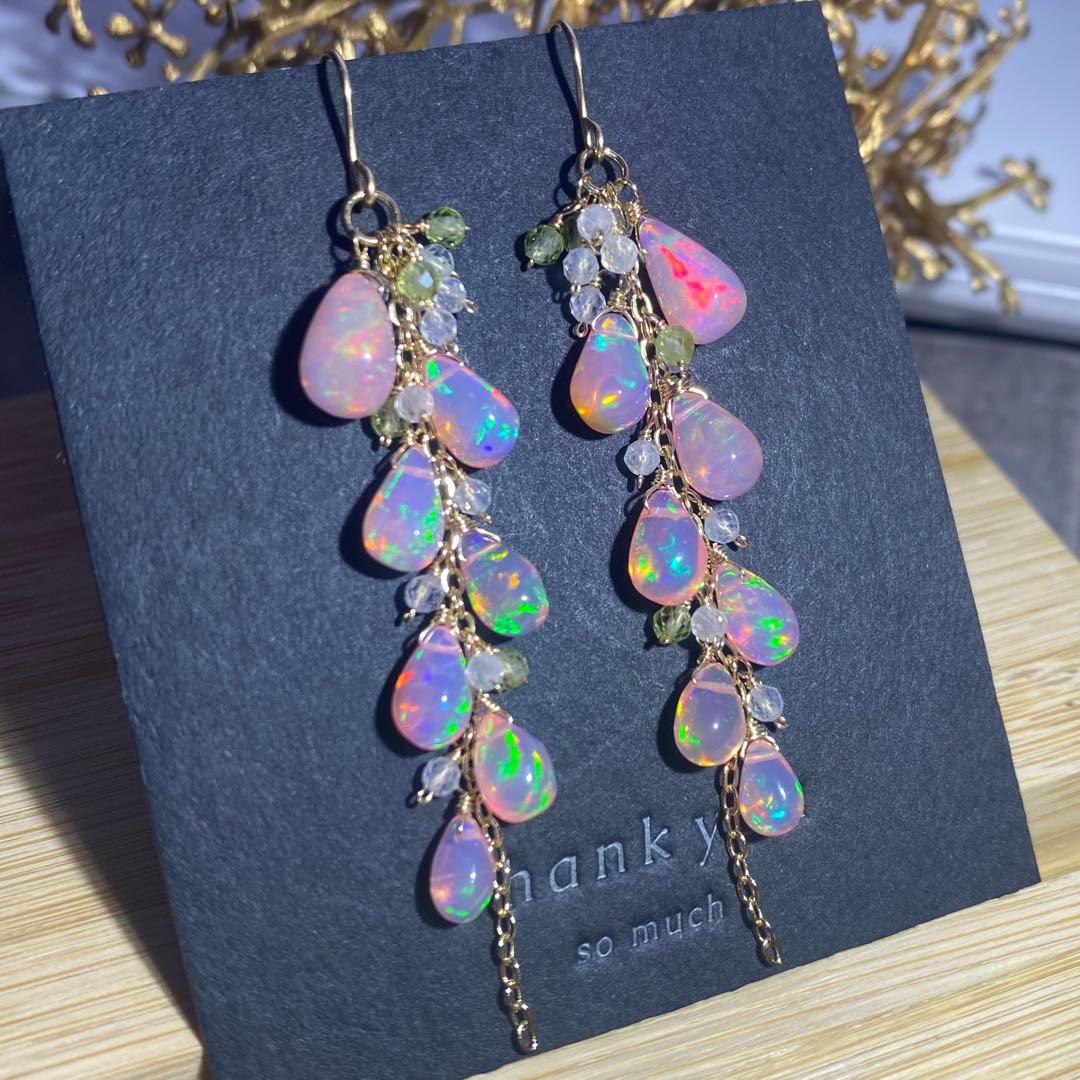 *春色さくらカラー*ピンクオパール✴︎14kgfピアスP306